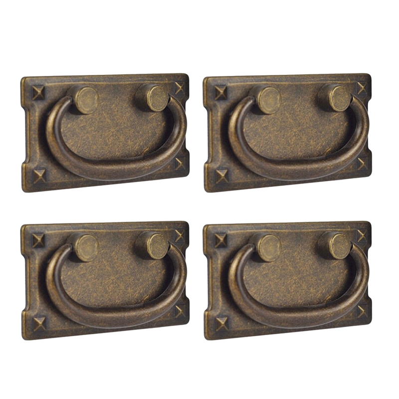 Furniture Hardware Vintage - 4Pcs Vintage Antique Bronze Drawer Ring