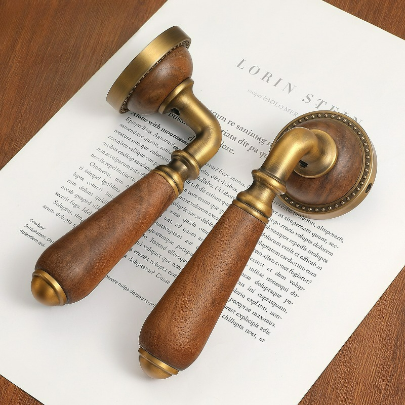 Furniture Hardware Vintage - Vintage Yellow Antique Bronze Walnut Wood