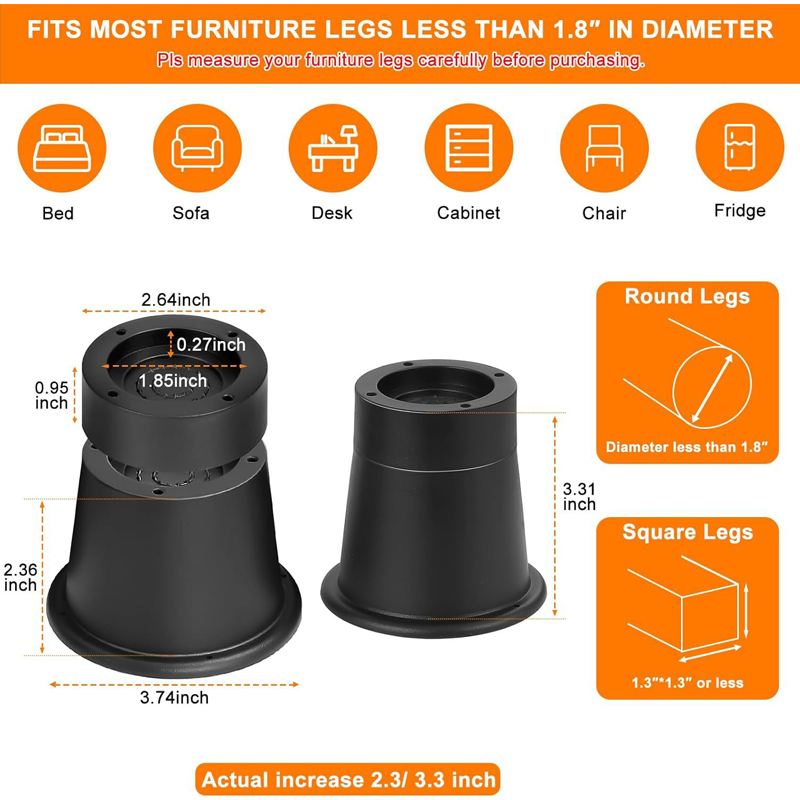 4Pcs Heavy Duty Furniture Rise - огляд і ціна Furniture Hardware Feet