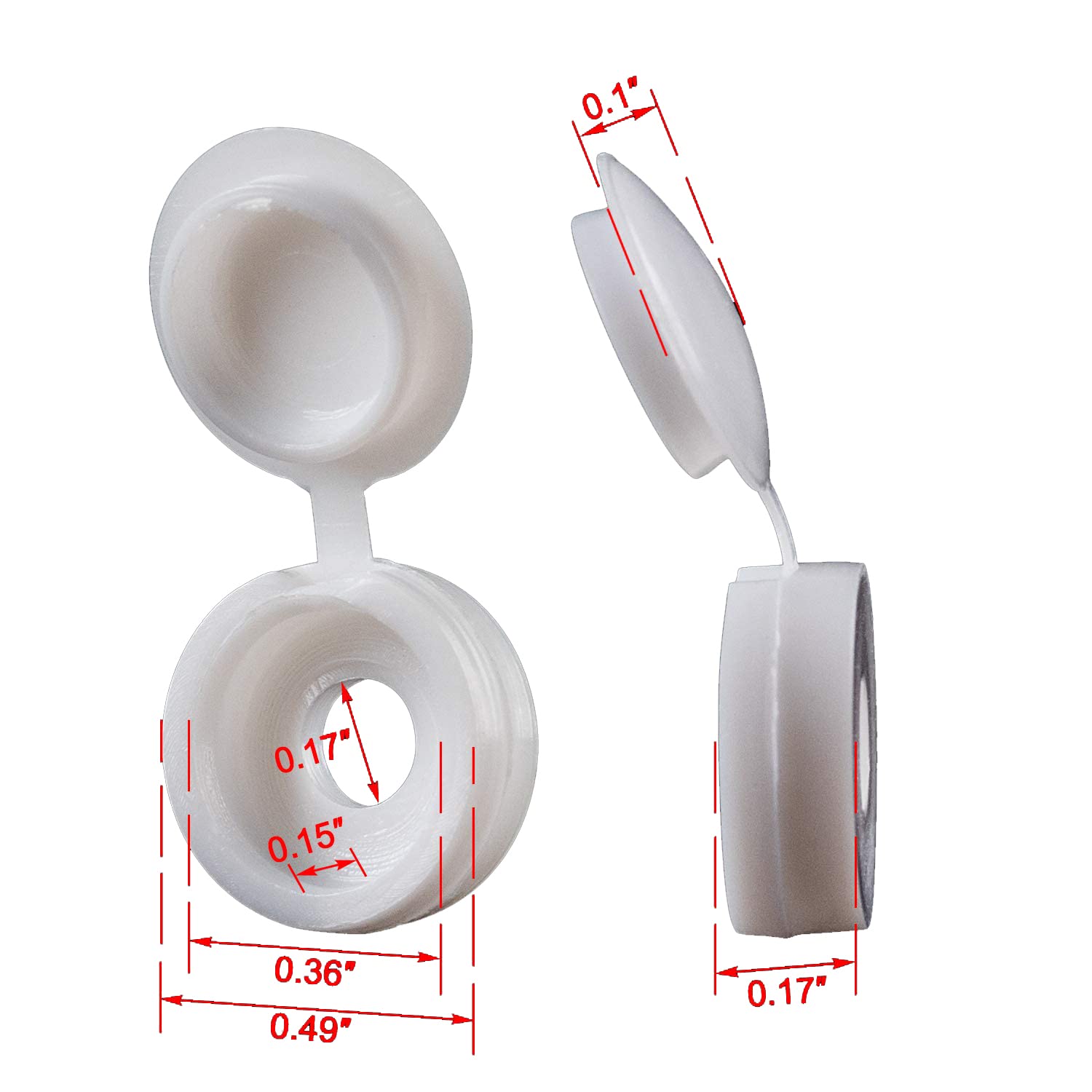White Hinged Plastic Screw Cap - огляд і ціна Furniture Hardware Hinges