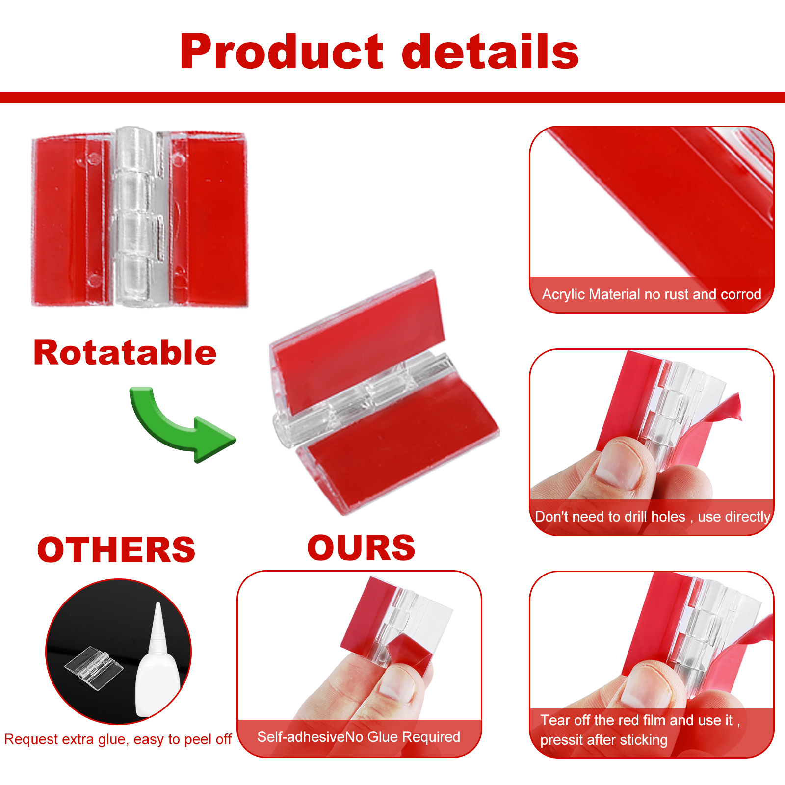 10/20Pcs Folding Hinges Acryli - огляд і ціна Furniture Hardware Hinges